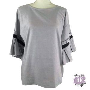 CHEPE ITALY Ruffle Pleated Ribbon Trim Top